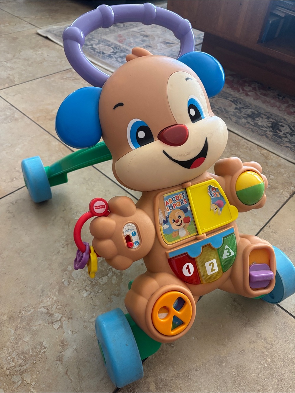 Fisher-price  Interactive Purple-Handled Puppy Ride-On Walker - Blue & Tan